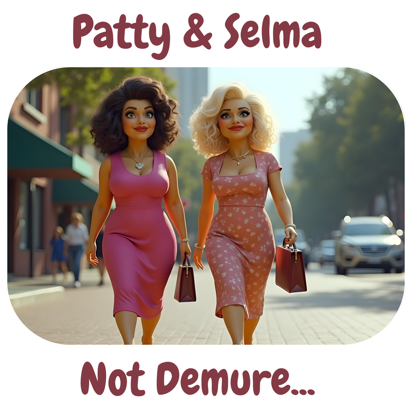 Patty & Selma. Not Demure. (Demure Unisex T-Shirt)